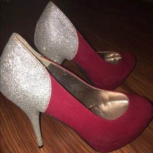 Red high heels silver high heels